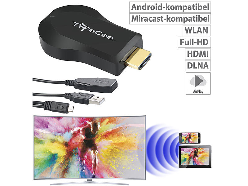 ; Streaming-Empfänger für Miracast, DLNA-kompatibel Streaming-Empfänger für Miracast, DLNA-kompatibel Streaming-Empfänger für Miracast, DLNA-kompatibel 